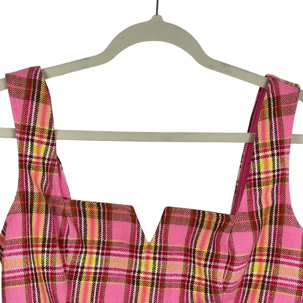 Maeve by Anthropologie US 10 Pink Plaid Structured Corset Bustier Top - Picture 3 of 9
